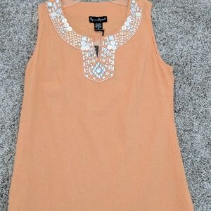 Orange Sleeveless Linen Tunic, Size Med NWT